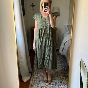 Madewell Green Polka Dot Midi Dress